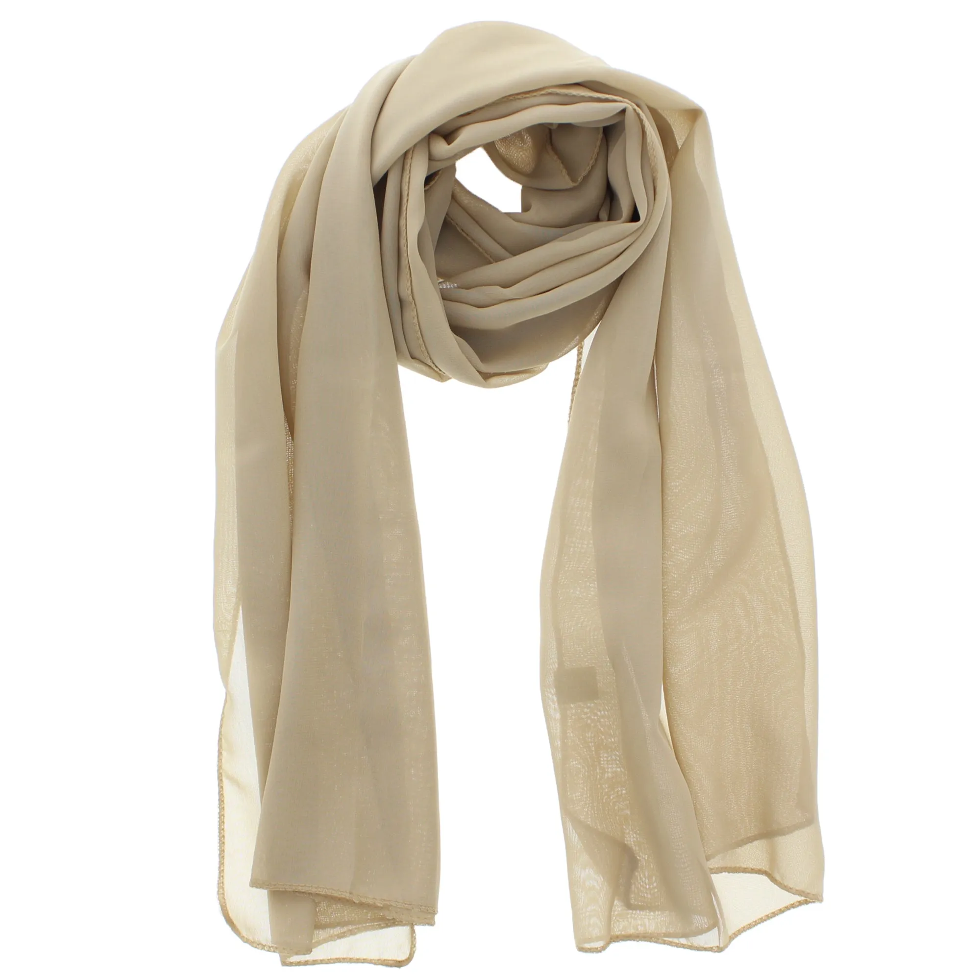 150 x 45cm Beige Chiffon Scarf