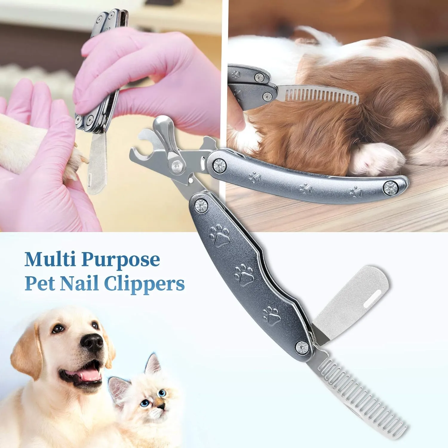 3 in 1 Foldable Dog Nail Clippers