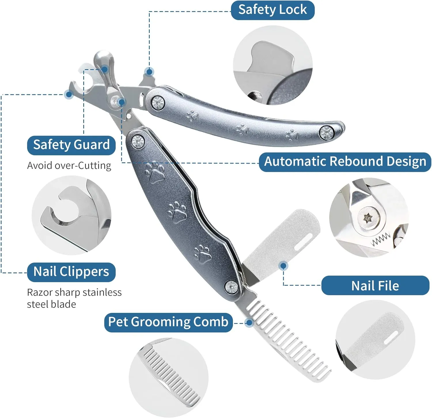 3 in 1 Foldable Dog Nail Clippers