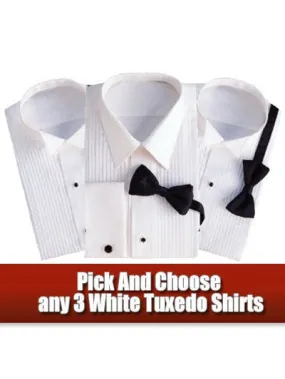 3 Pack of Tuxedo Shirts on Sale for only $74.95! Laydown and Wing Collar