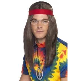 60's & 70's Hippy Man Kit with Wig, Glasses and Medallion