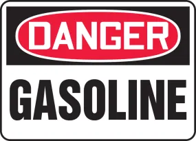 Accuform® 10" X 14" Red, Black And White Aluminum Safety Signs "DANGER GASOLINE"