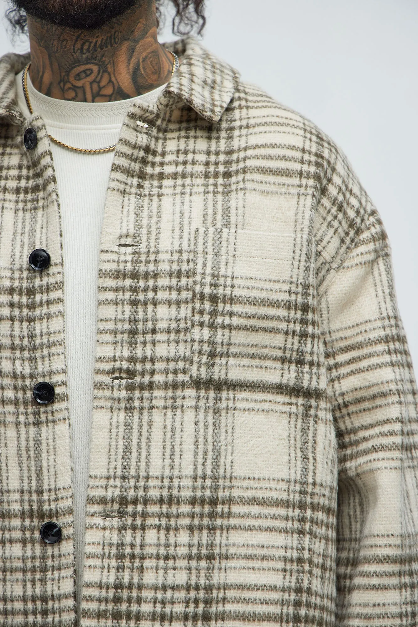 Agua Plaid Shacket - Cream/combo