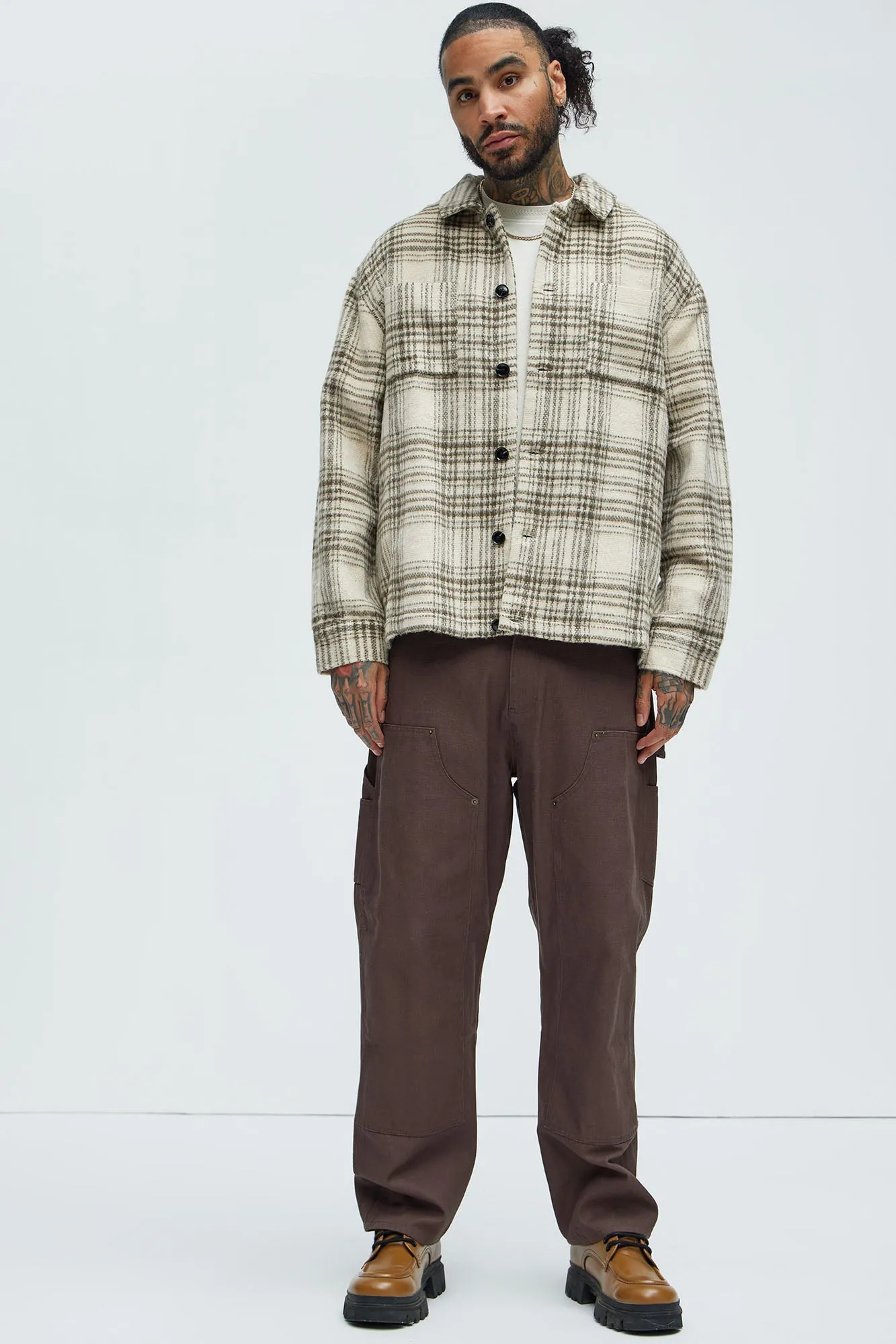 Agua Plaid Shacket - Cream/combo