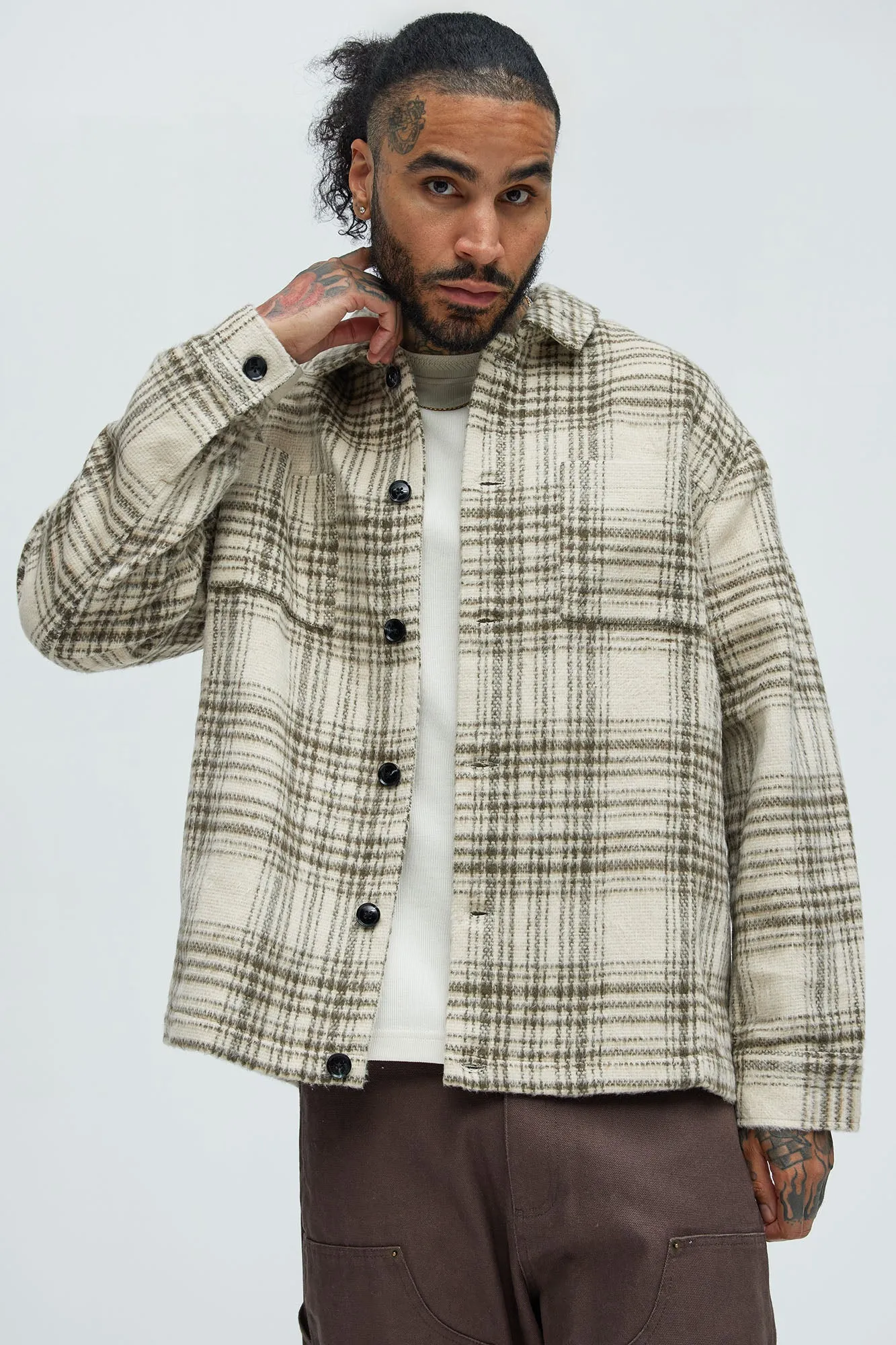 Agua Plaid Shacket - Cream/combo