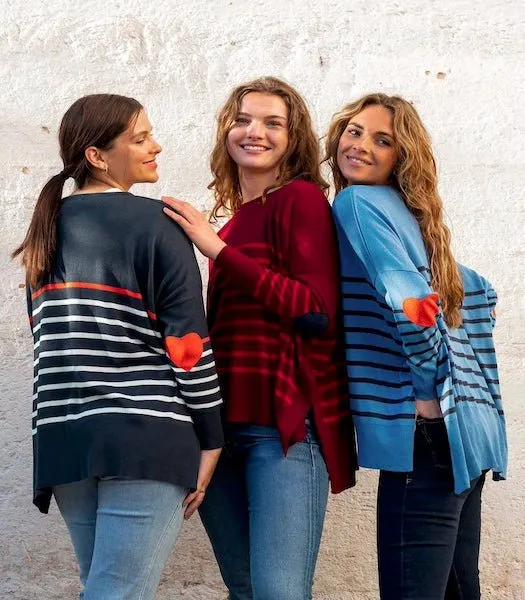 Amour Scarlet & Navy Striped Sweater by Mer Sea