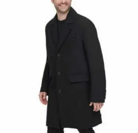 ANDREW MARC NEW YORK Men's Wool Blend 3/4 Trench Overcoat, BLACK NWT