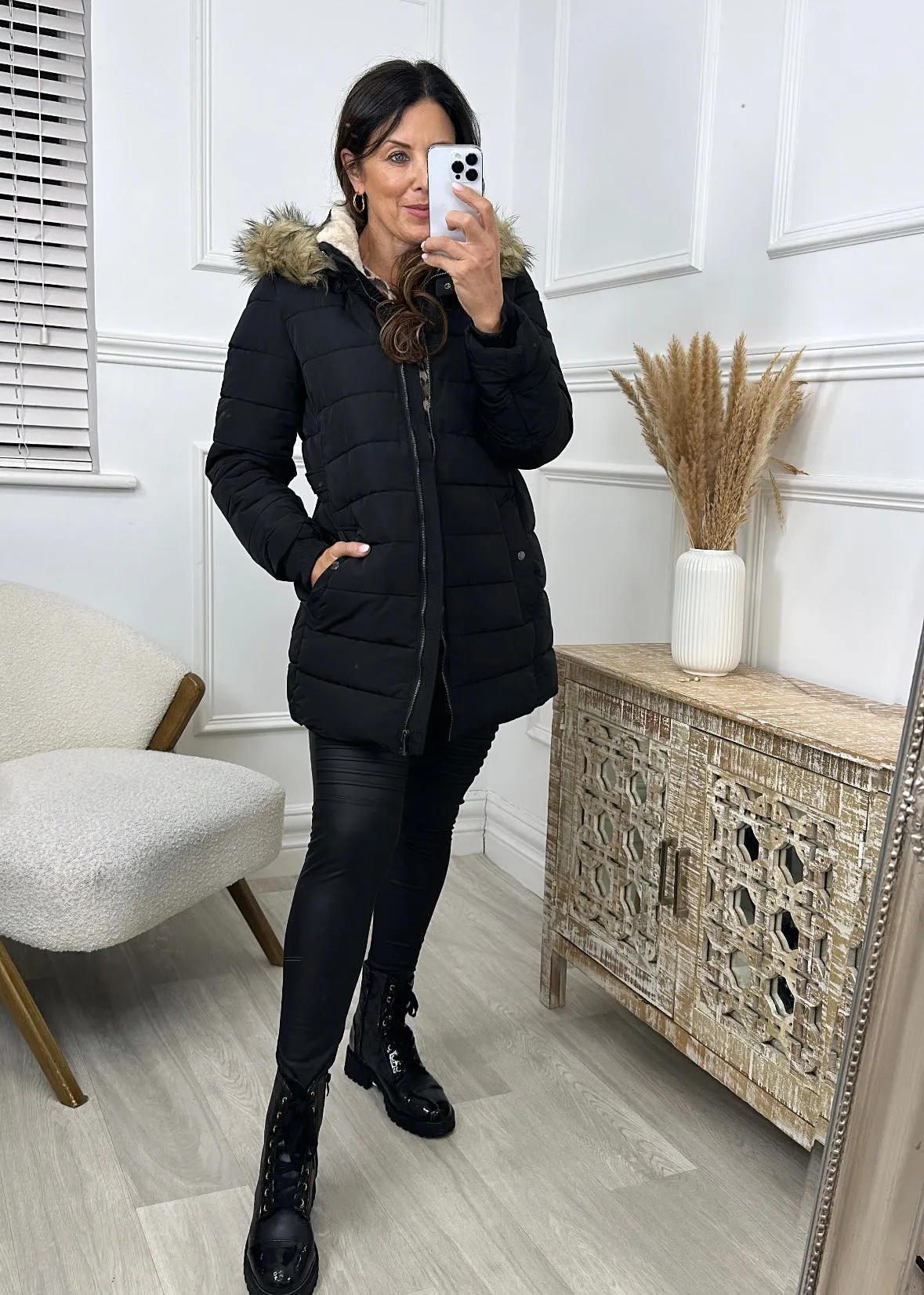 Anetta Black Puffer Jacket