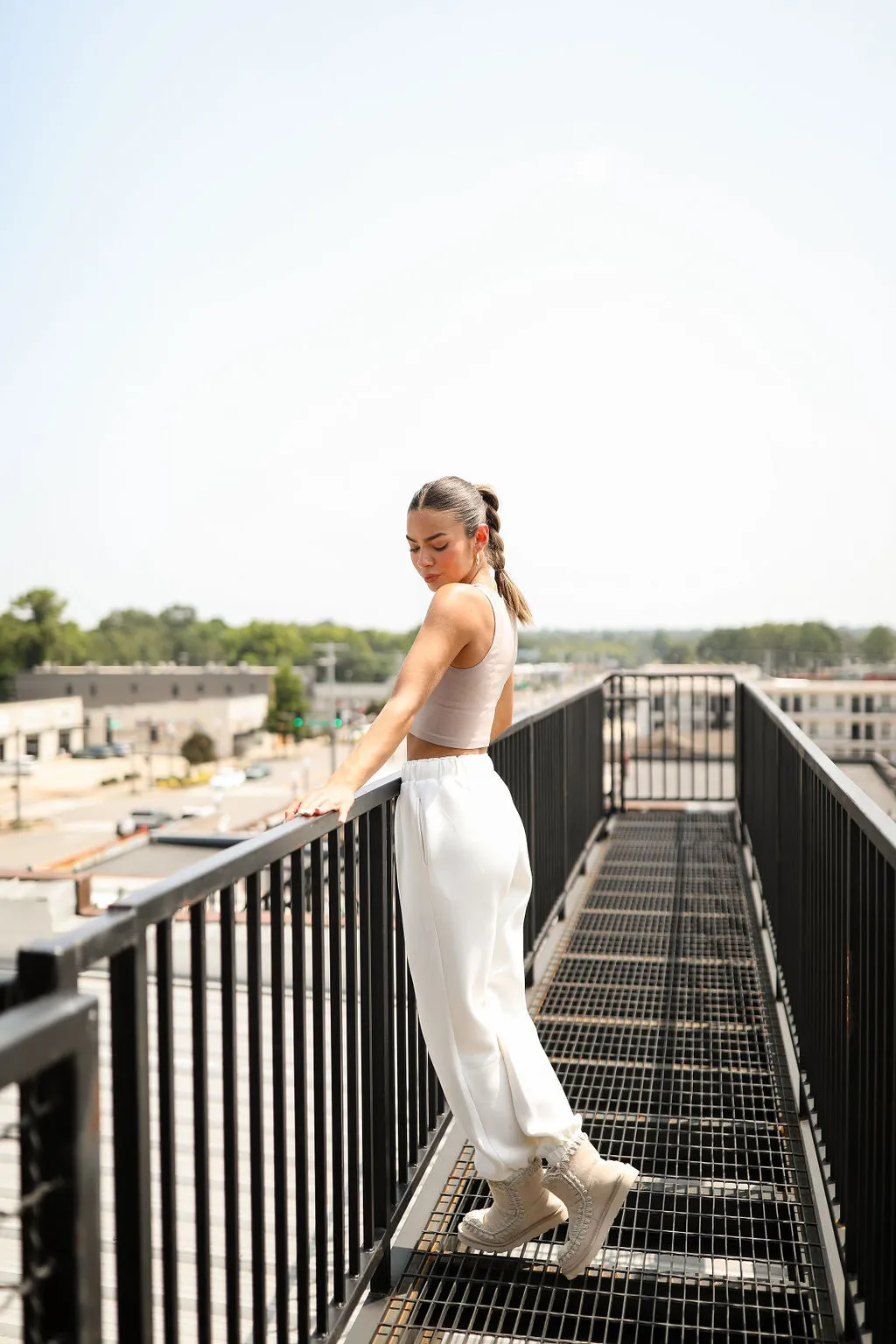 Asher High Neck Seamless Tank - Taupe