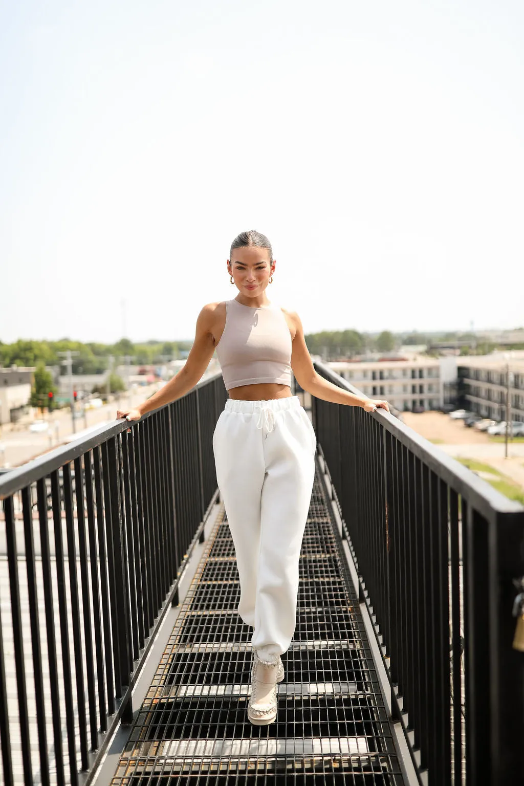 Asher High Neck Seamless Tank - Taupe