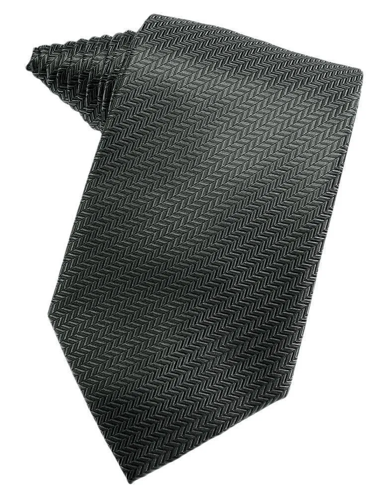 Asphalt Herringbone Satin Formal Neck Tie