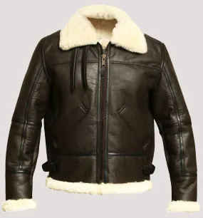 Aviator Flight Leather Jacket Men Shearling jacket