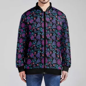 Beaded Nouveau Coal Youth Zippered Collared Lightweight Jacket