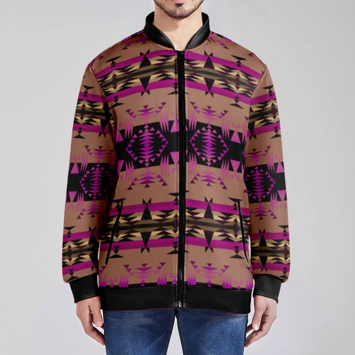 Between the Mountains Berry Zippered Collared Lightweight Jacket