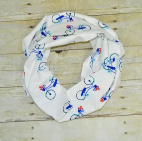 bicycle scarf infinity scarf, bike scarf,soft baby scarf, trendy baby scarf,  unisex baby scarf, mini infinity scarf, child loop scarf