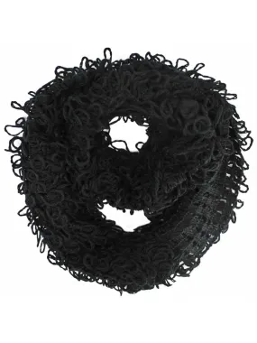 Black Wispy Knit Infinity Circle Scarf