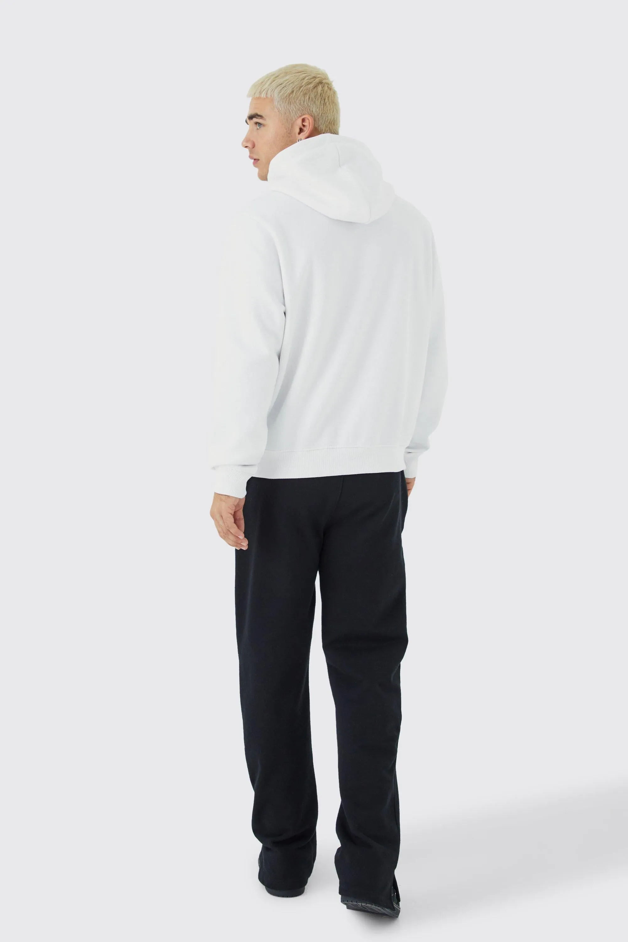 Boohoo White Boxy Man Basic Mens Hoodie