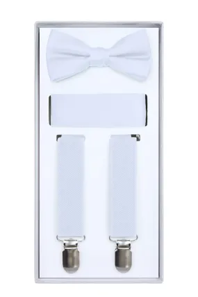 Boy's White Suspender Set