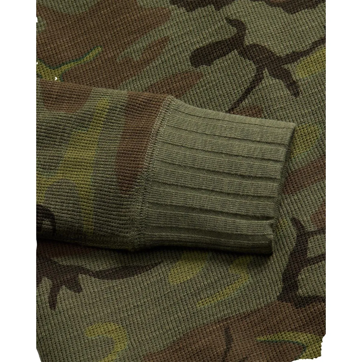 Camo Waffle-Knit Henley Shirt