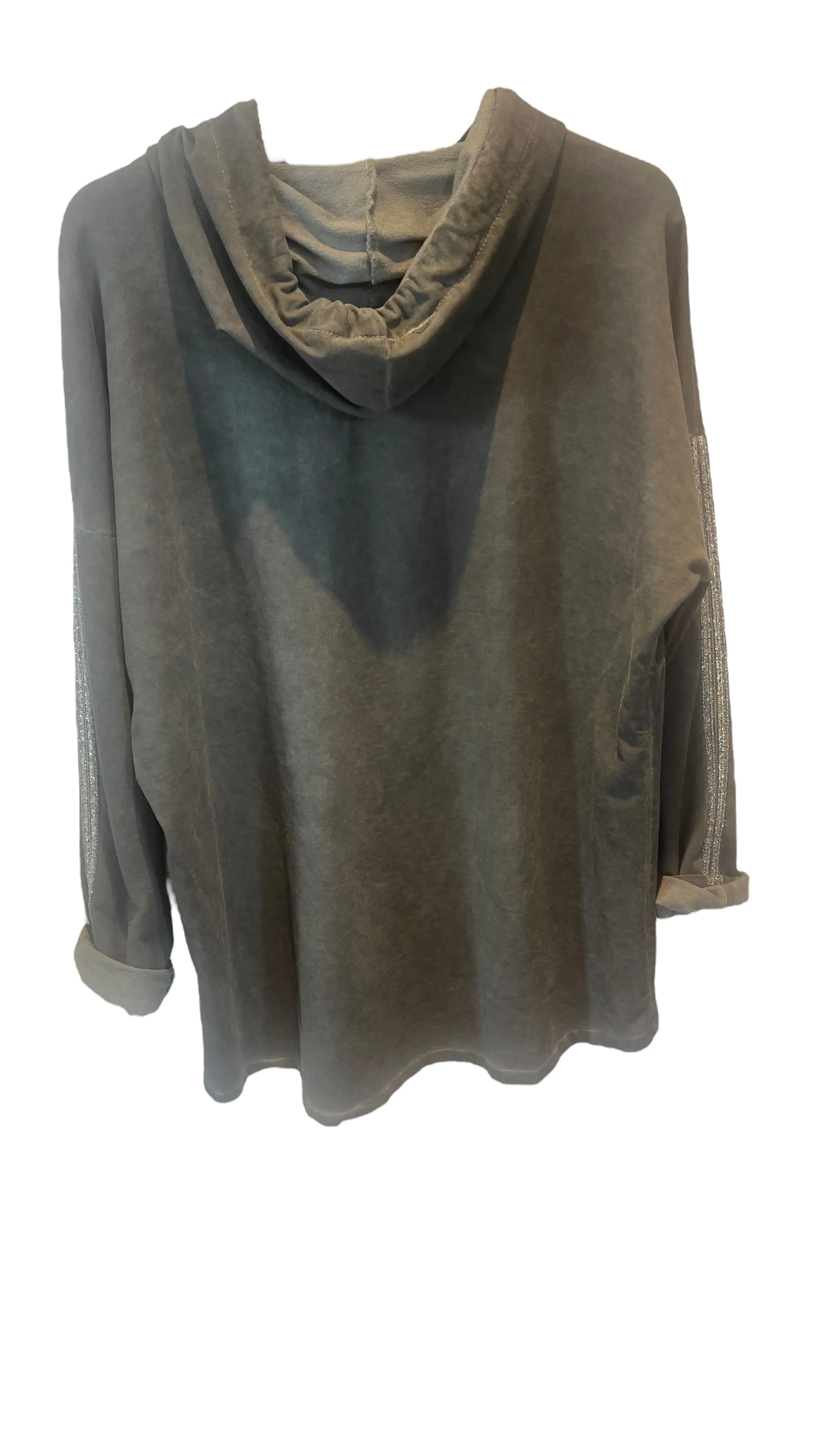 CHARCOAL SILVER HEART BEAUTIFUL COTTON HOODY