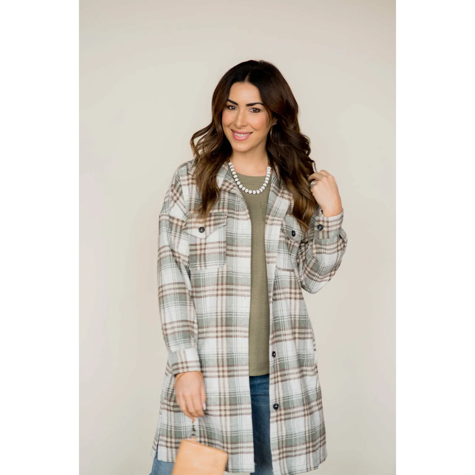 Chic Elongated Plaid Tunic Shacket