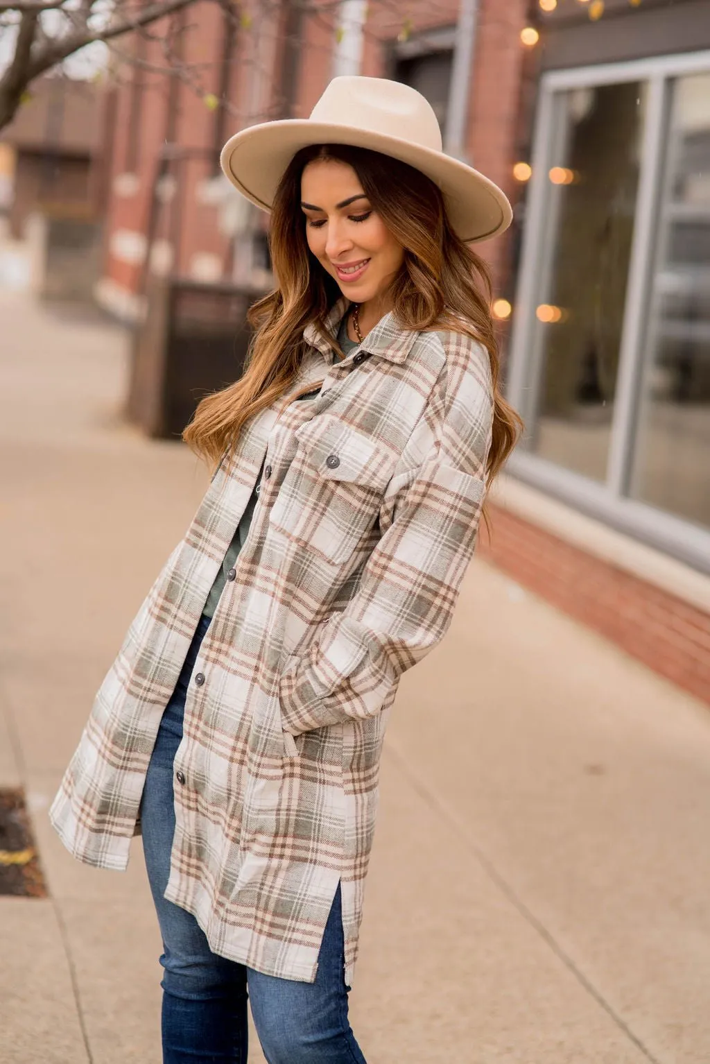 Chic Elongated Plaid Tunic Shacket