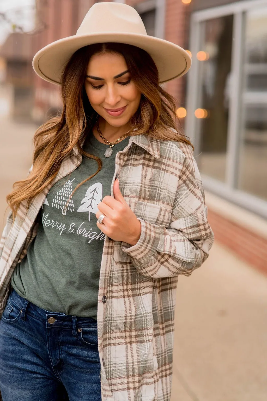 Chic Elongated Plaid Tunic Shacket