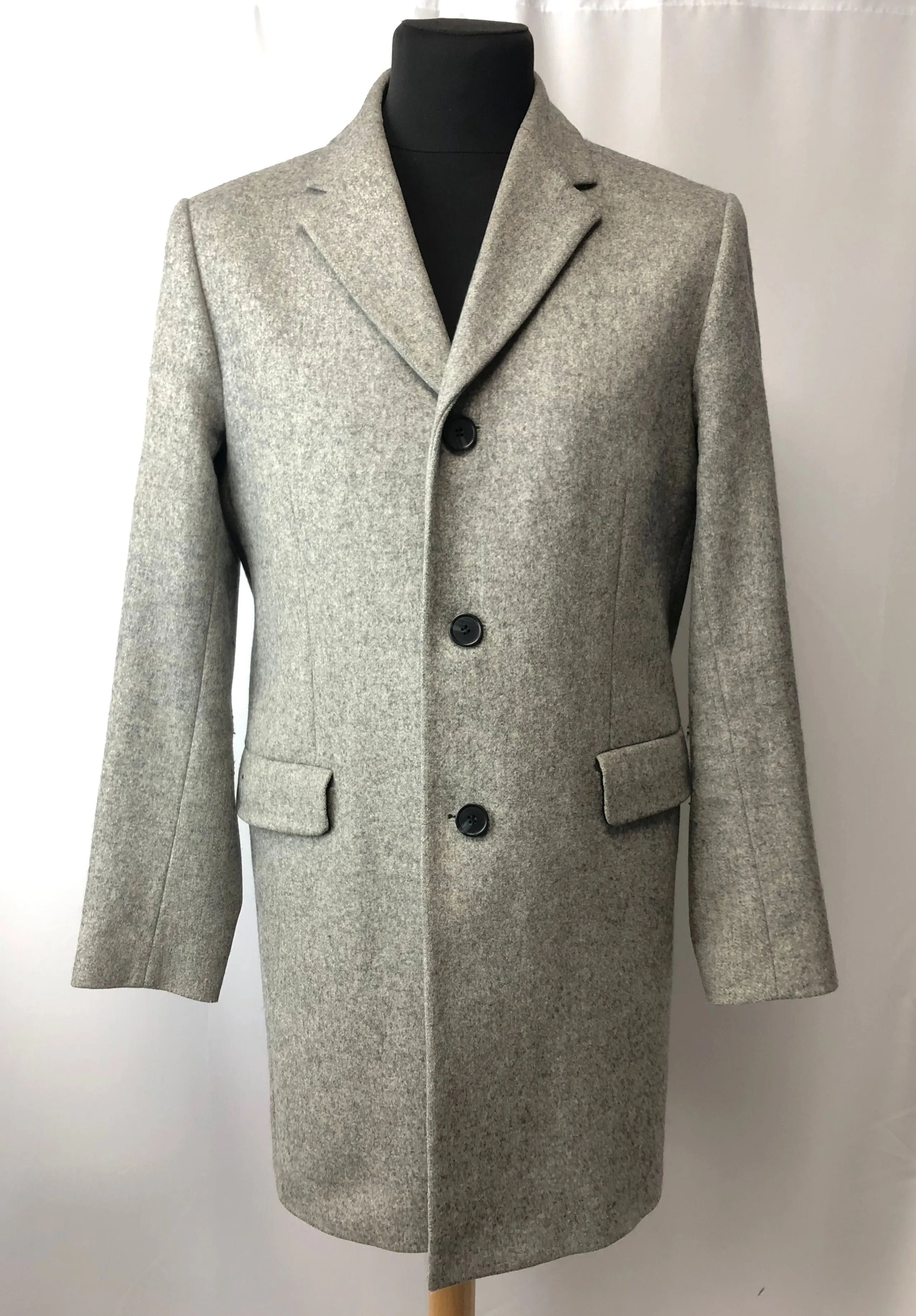 COS Men’s Grey Wool Blend Overcoat, Size 48, UK M