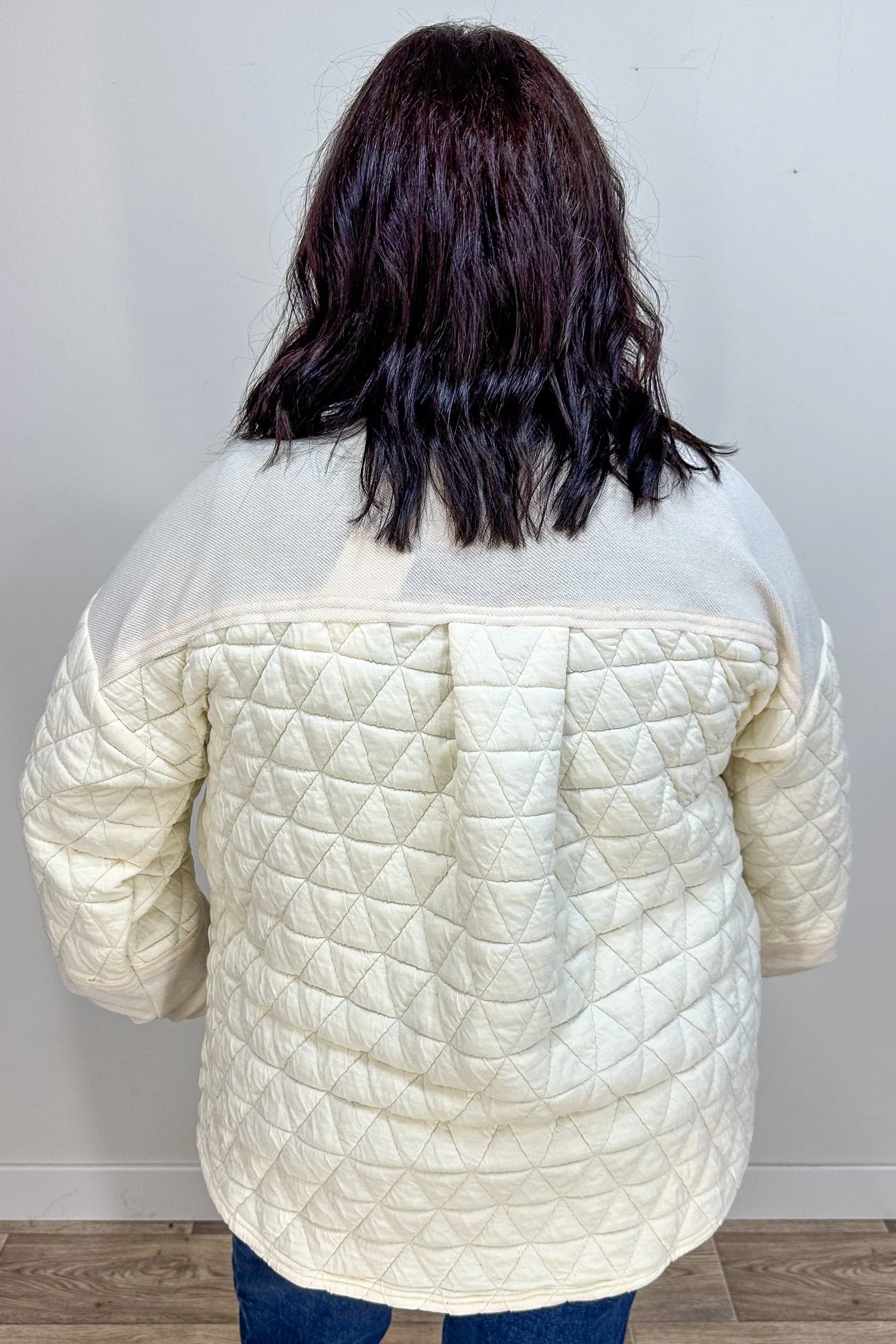 Cream Quilted Shacket Jacket