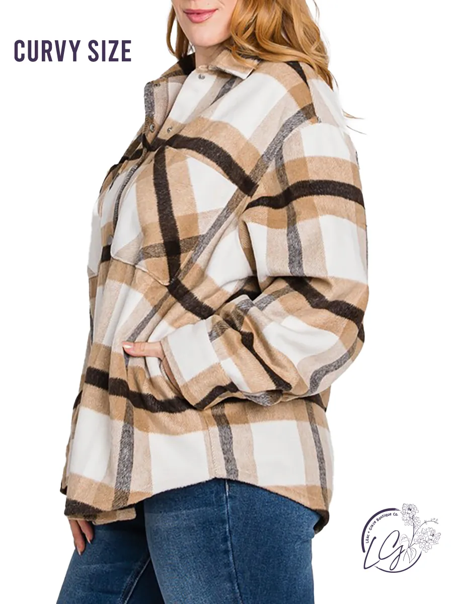 Curvy Check It Off Plaid Shacket