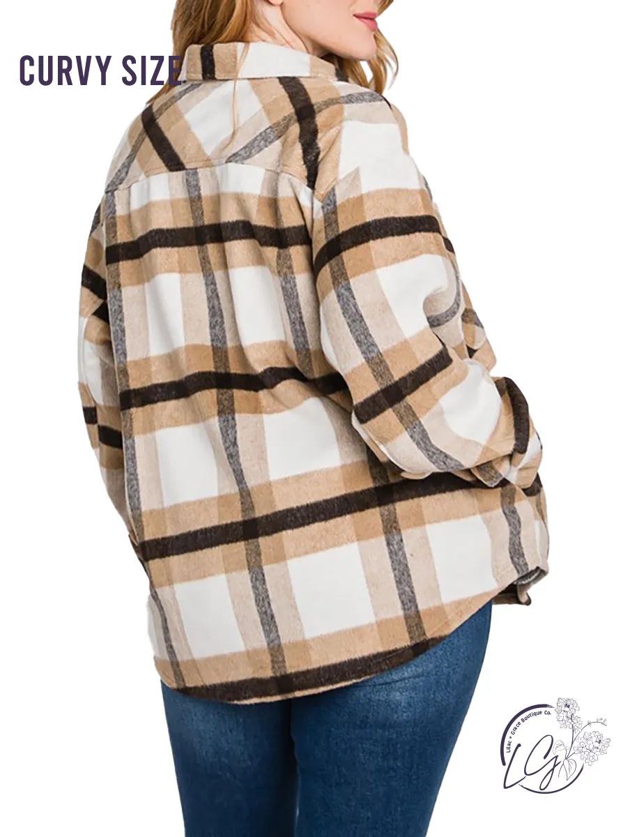 Curvy Check It Off Plaid Shacket