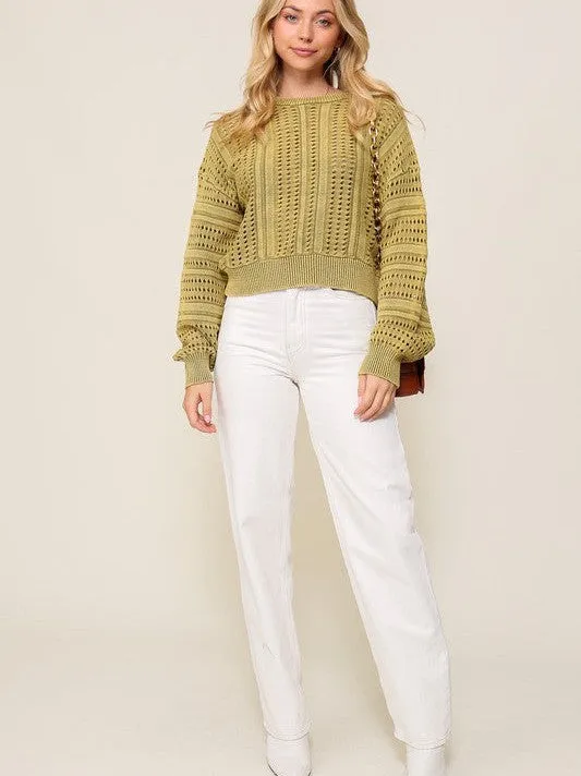 Daring Spirit Acid Wash Cropped Sweater