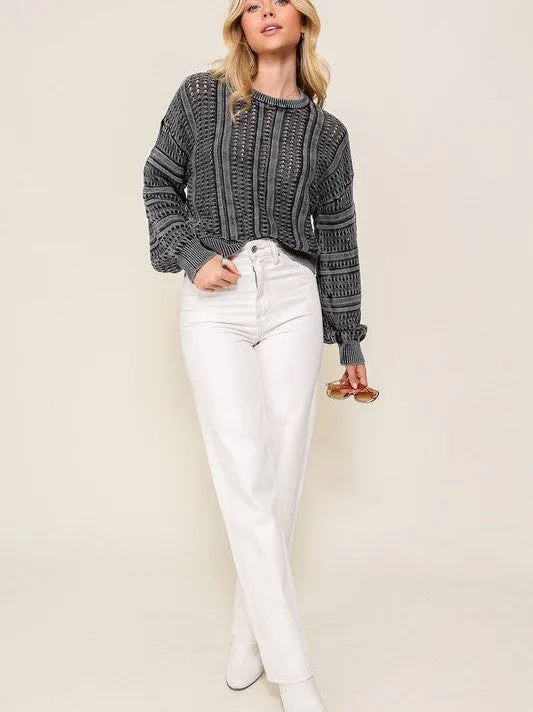 Daring Spirit Acid Wash Cropped Sweater