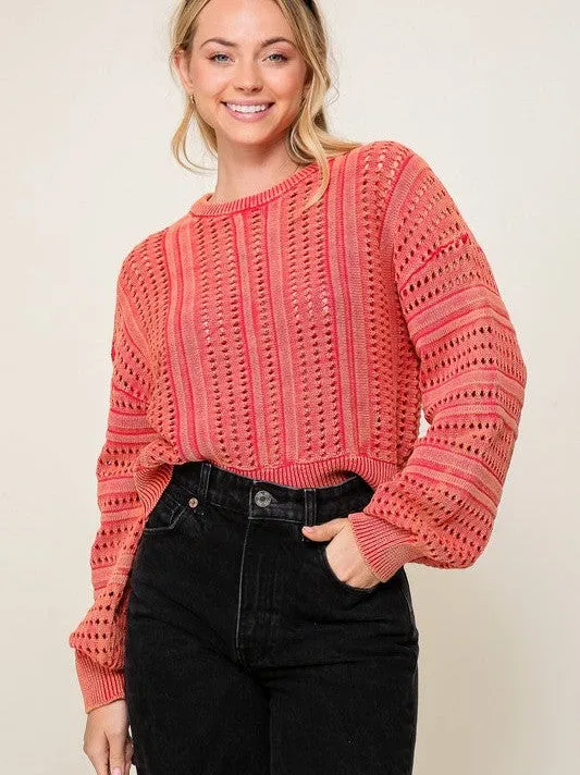 Daring Spirit Acid Wash Cropped Sweater