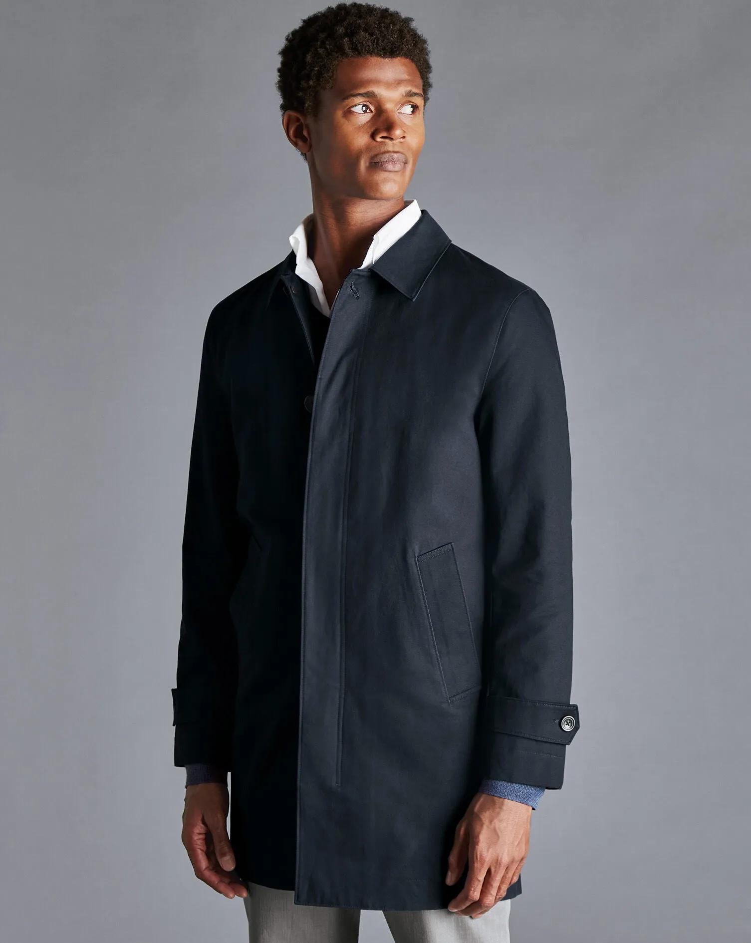 Dark Navy Classic Showerproof Cotton Raincoat