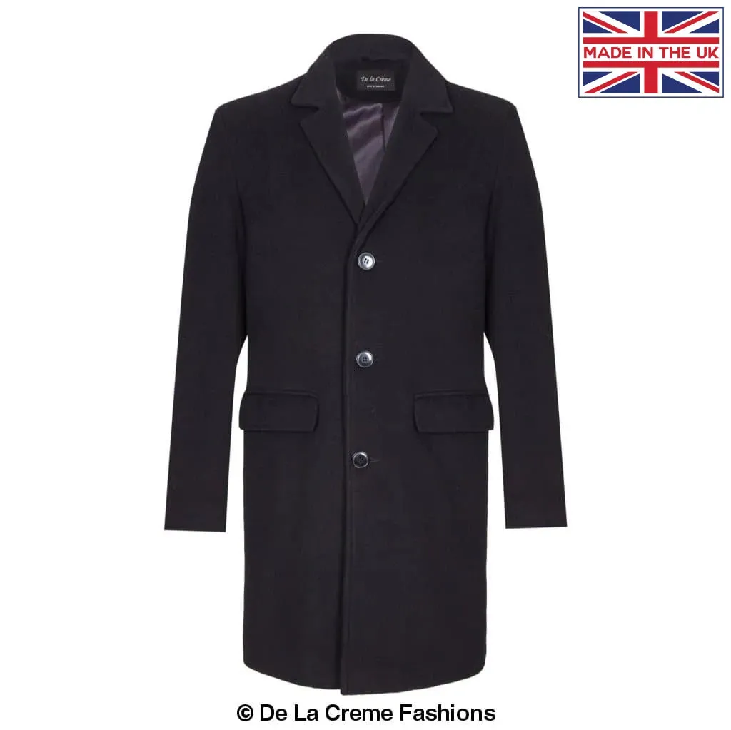 De La Creme MAN - Men's Single Breasted Wool Mix Overcoat