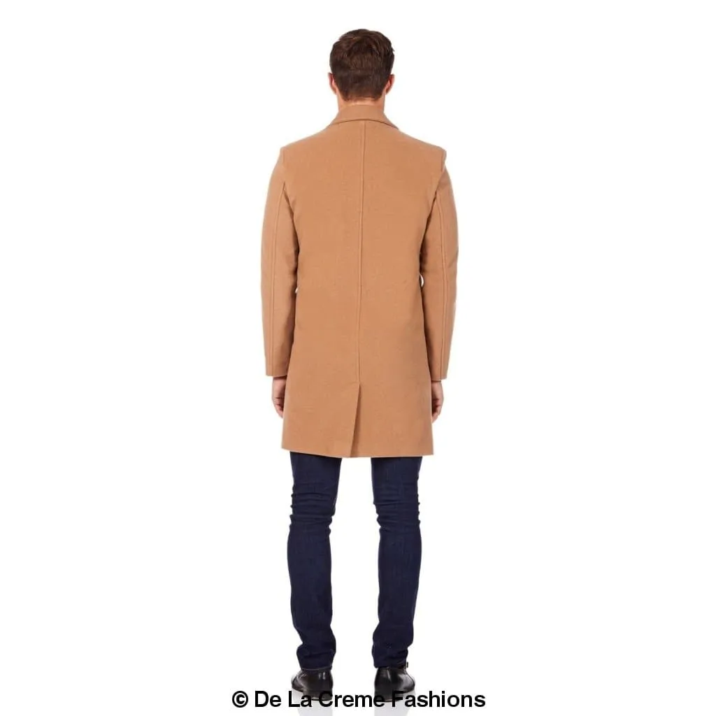 De La Creme MAN - Men's Single Breasted Wool Mix Overcoat