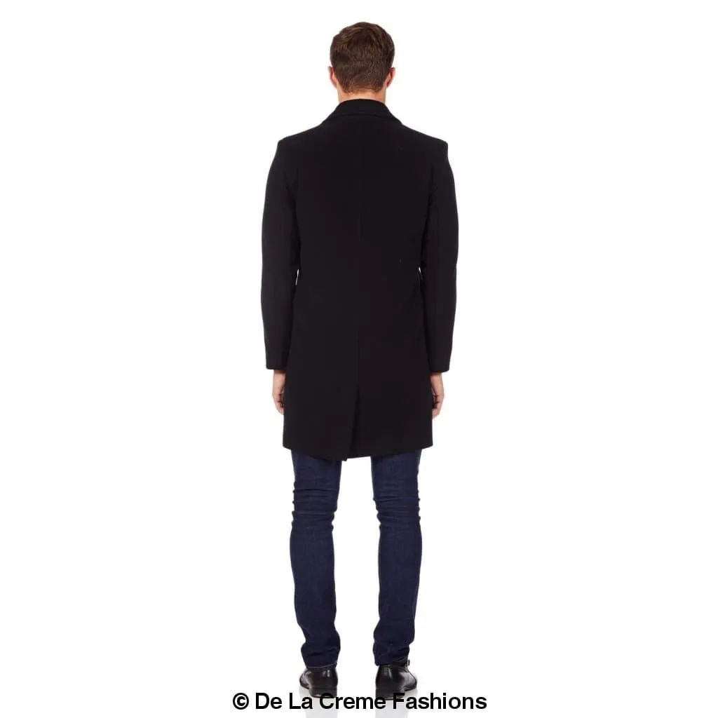 De La Creme MAN - Men's Single Breasted Wool Mix Overcoat