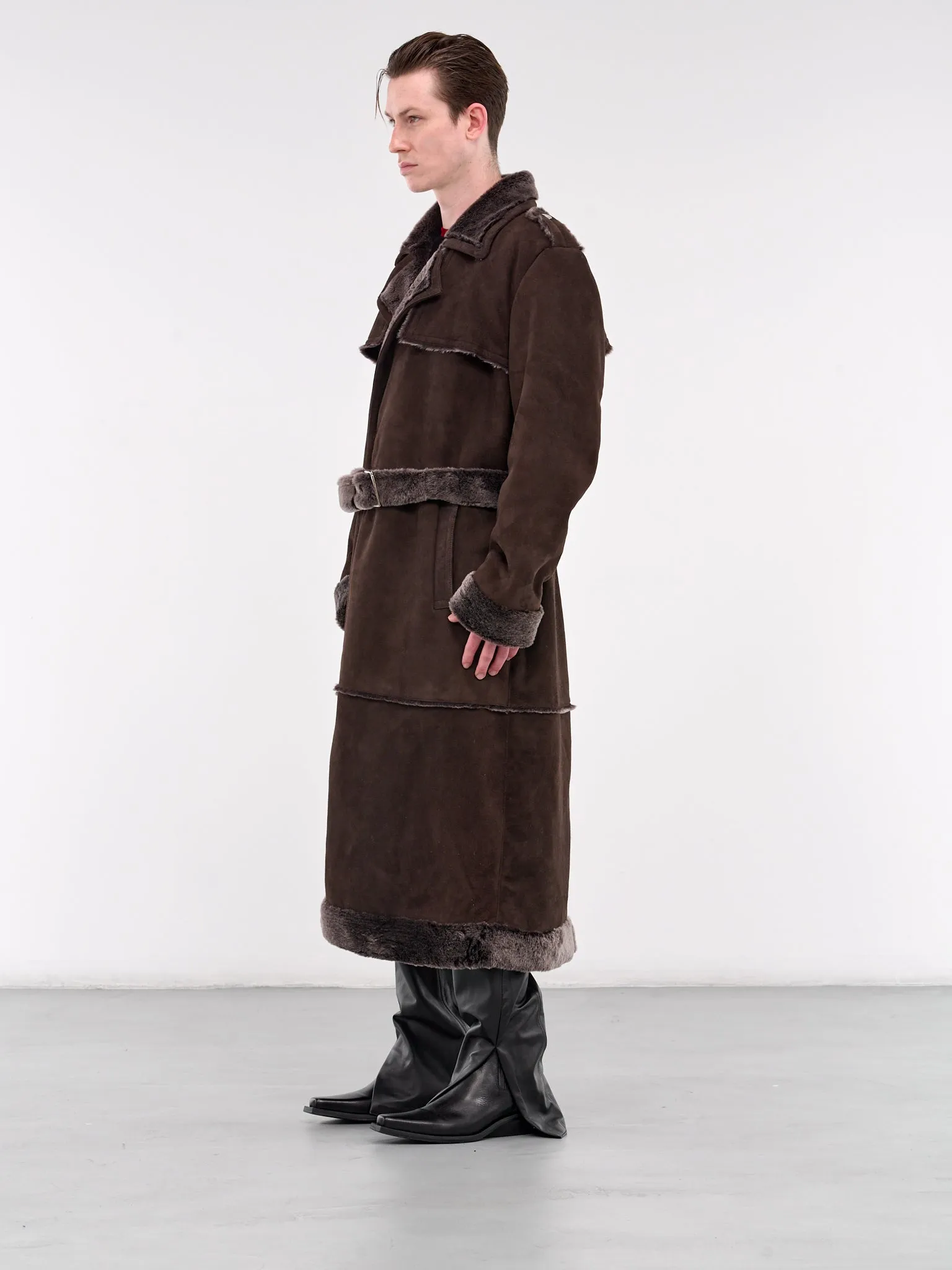 Deborah Long Shearling Coat (CT008-W-LEA-BROWN)