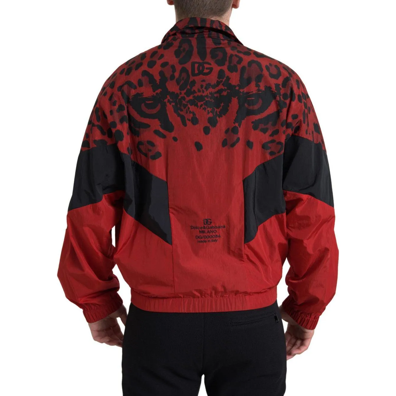 Dolce & Gabbana Red Leopard Zip Sweater Jacket