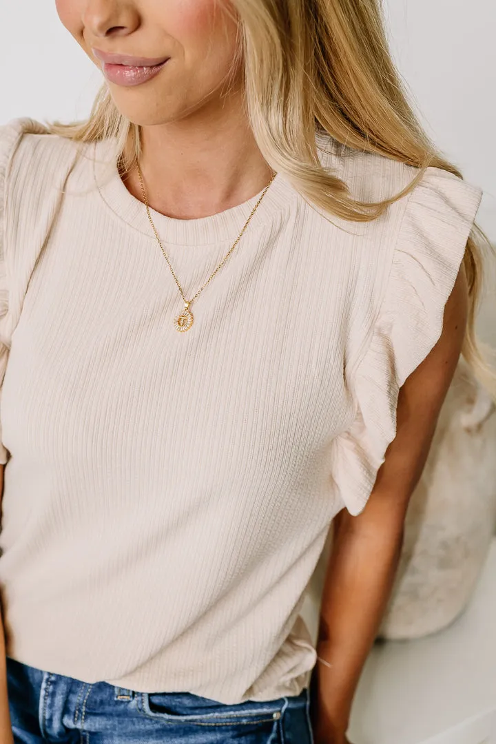 Don't Stop Now Ruffle Knit Tank | Taupe