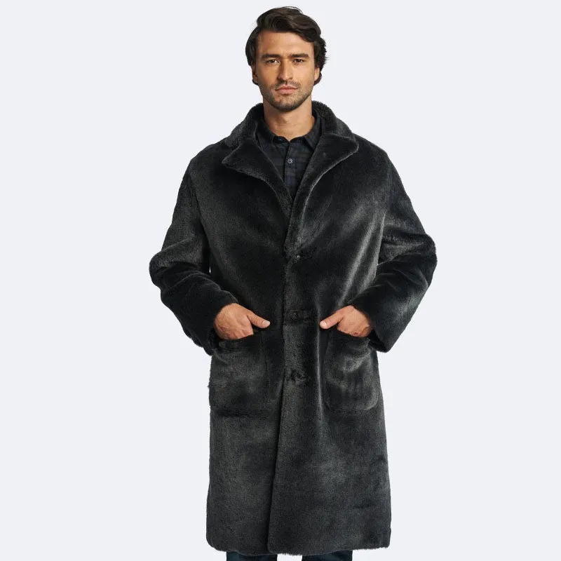 Durham Reversible Black Shearling Leather Coat For Men's