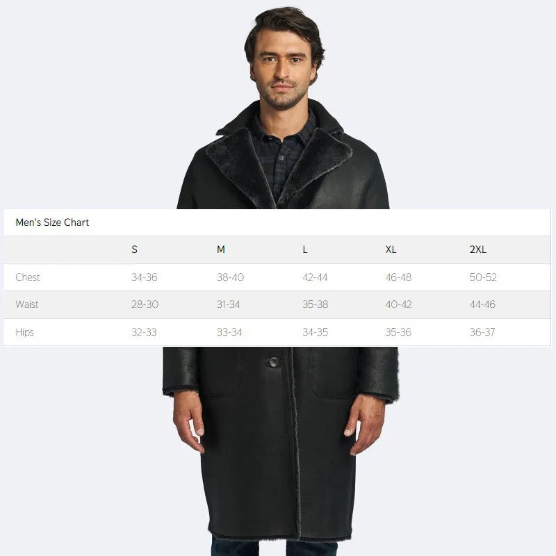 Durham Reversible Black Shearling Leather Coat For Men's