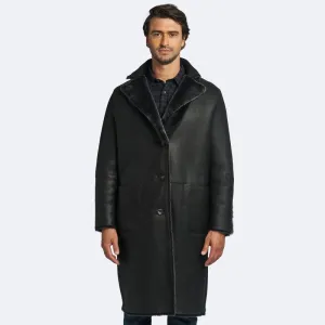 Durham Reversible Black Shearling Leather Coat For Men's