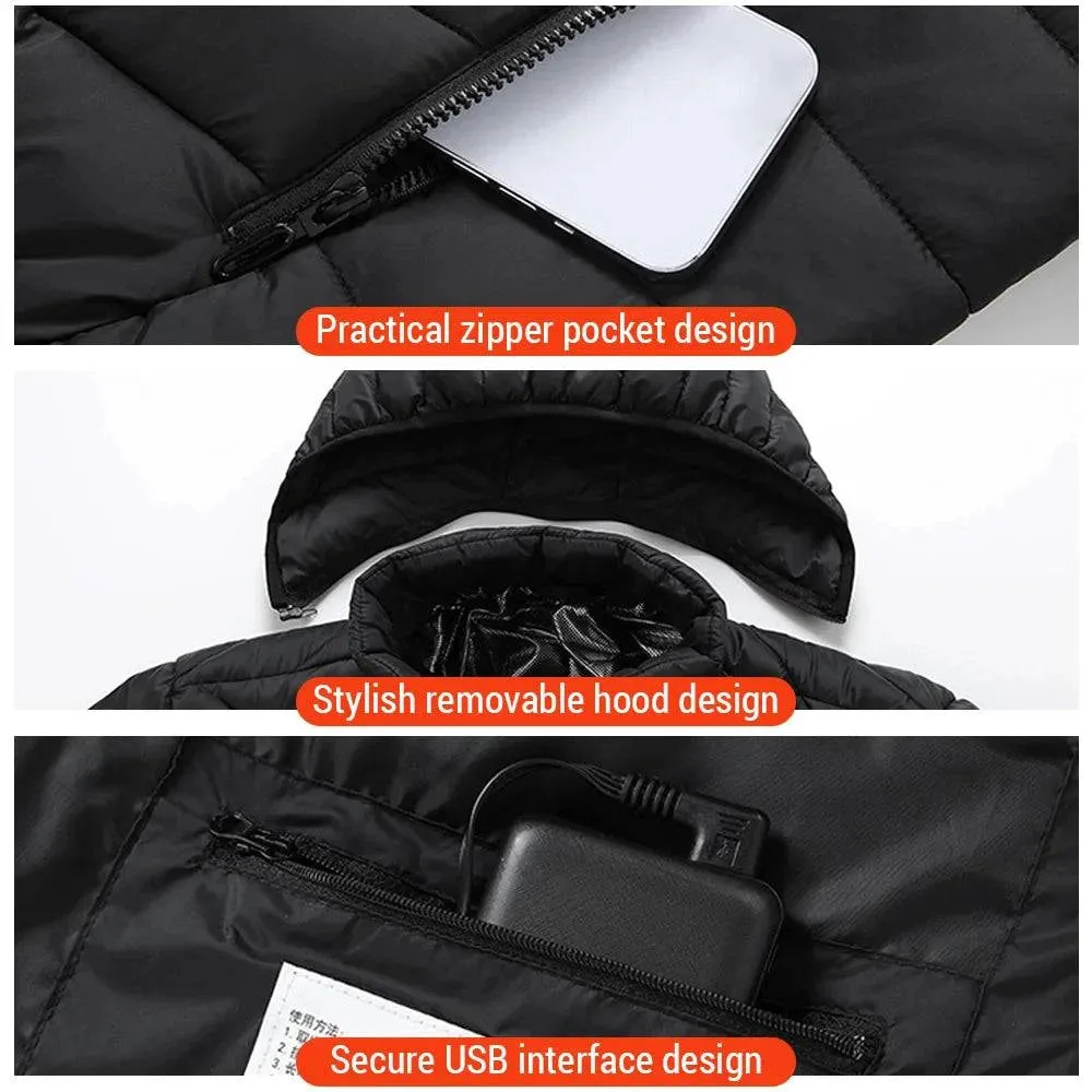 Electric Heated Cotton Jacket Four Control 21 Zone Heating Jacket Battery Powered Winter Coat Constant Temperature Warming