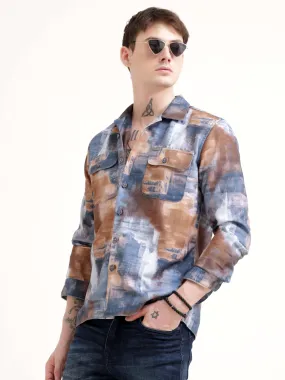 Enigmatic Multi Splash Grey Overshirt