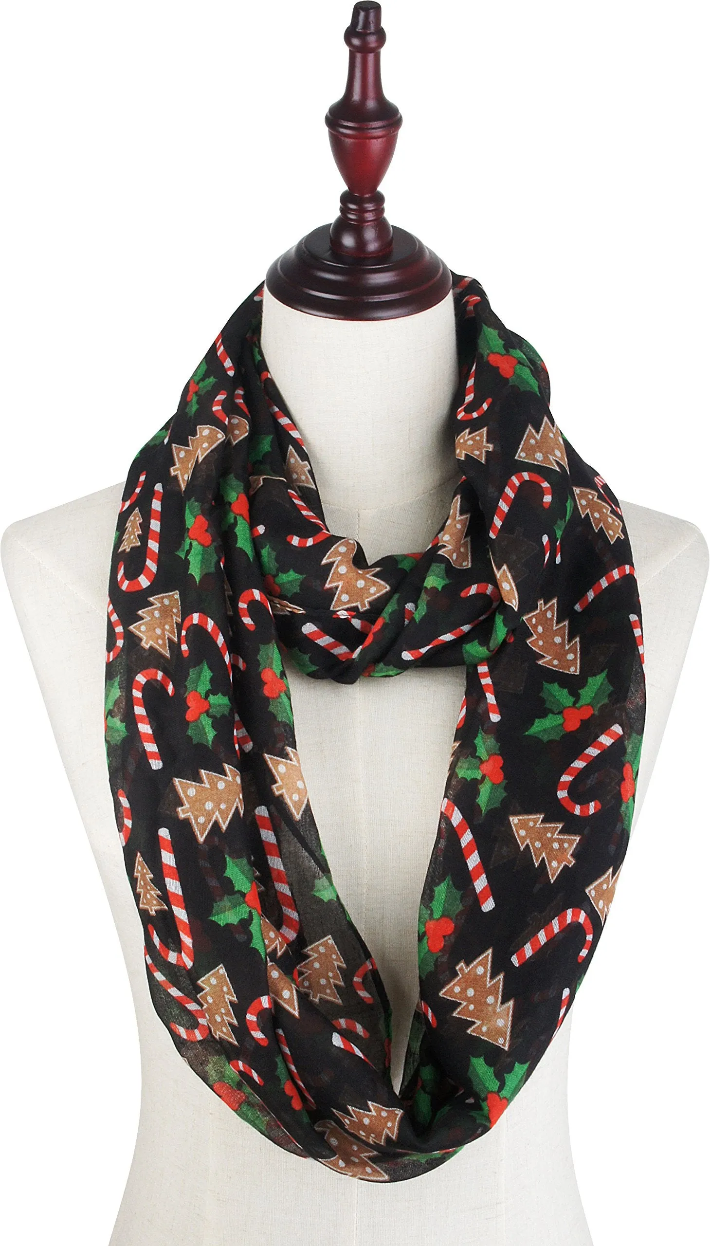 Fall Winter Soft Lightweight Sheer Infinity Christmas Scarf for Women