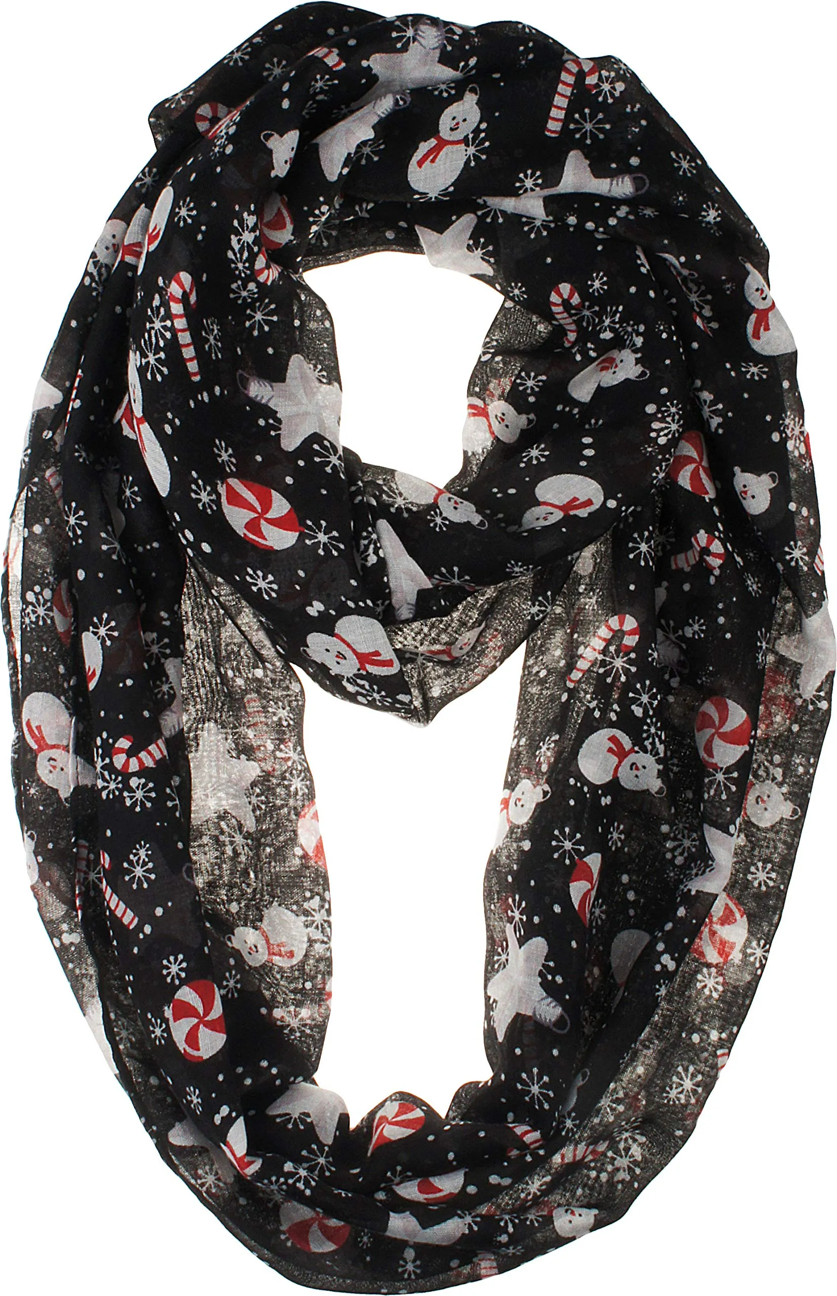 Fall Winter Soft Lightweight Sheer Infinity Christmas Scarf for Women