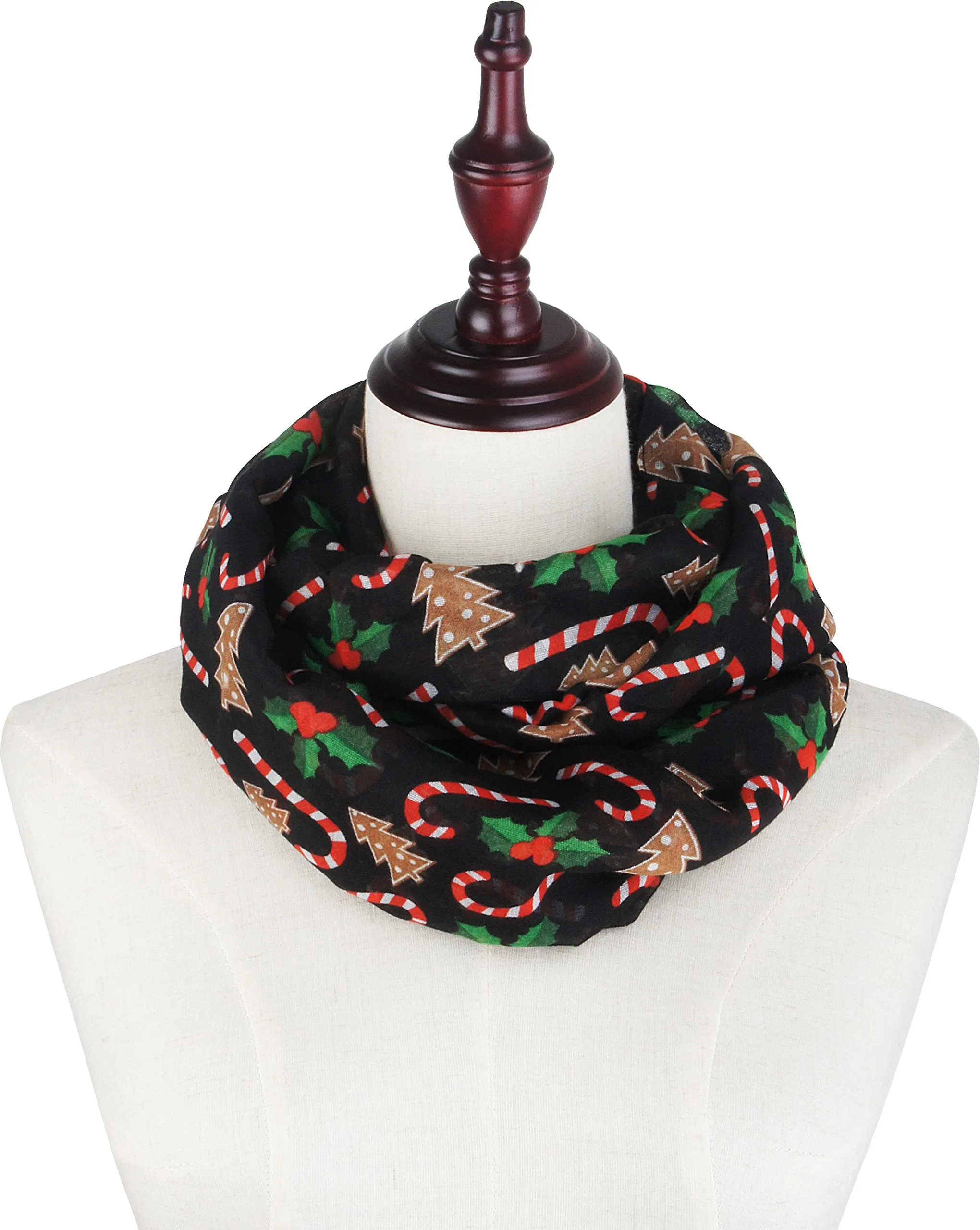 Fall Winter Soft Lightweight Sheer Infinity Christmas Scarf for Women