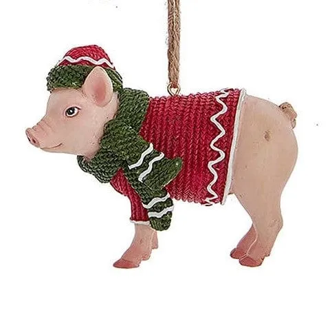 FARM ANIMALS W/SWEATER and SCARF Ornaments Pig,Cow, Chicken Kurt Adler